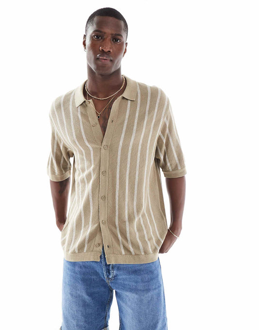 Button Through Knitted Polo
