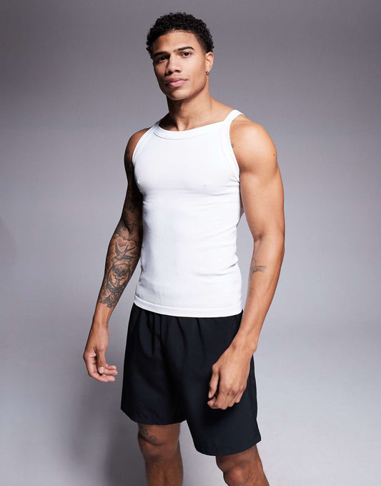 Seamless Ribbed Square Neck Muscle Vest