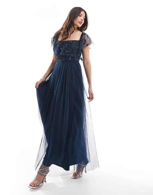 Maya Floral Embellished Bridesmaid Maxi Dress