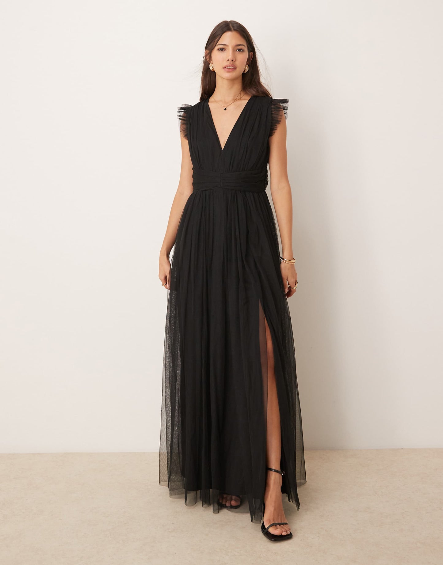 Deep V-Neck Bridesmaid Maxi Dress