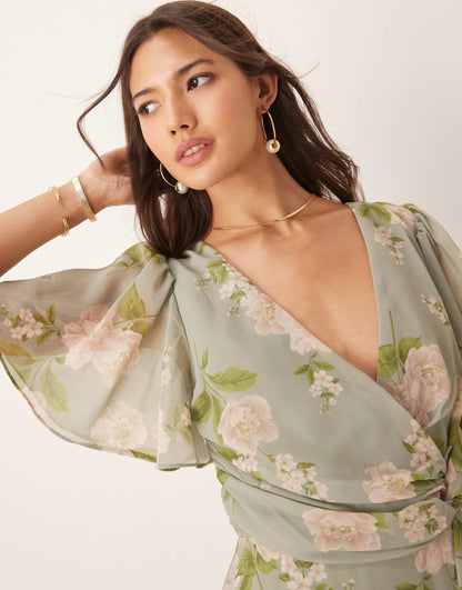 Faux Wrap Bridesmaid Maxi Dress