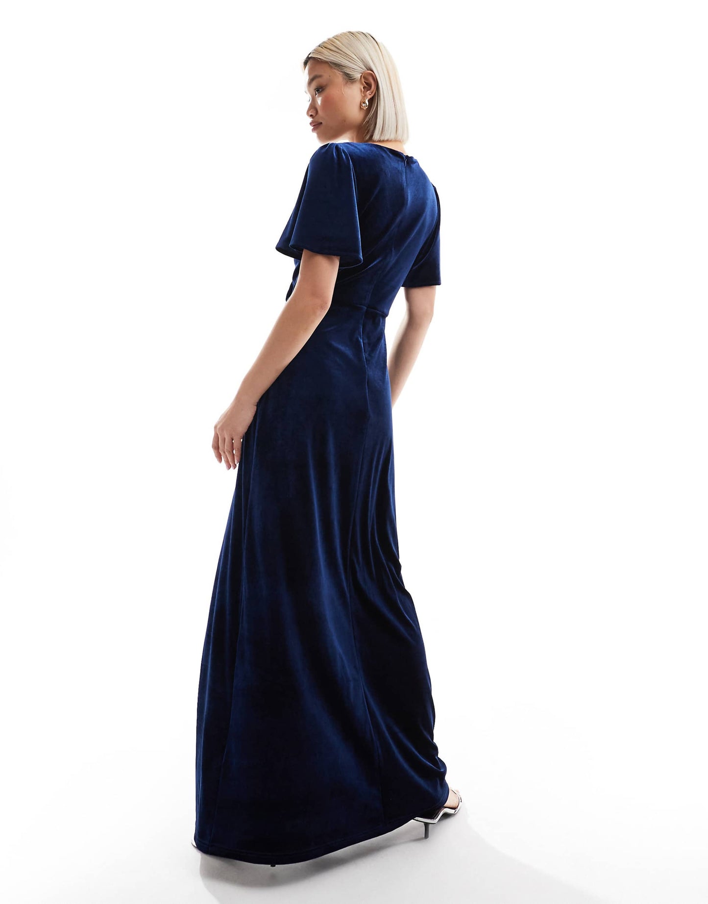Faux Wrap Velvet Bridesmaid Maxi Dress