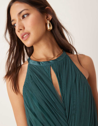 Keyhole Halter Neck Bridesmaid Maxi Dress