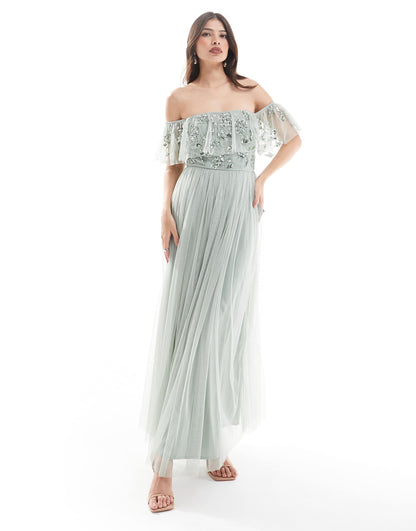 Maya Floral Embellished Bridesmaid Maxi Dress