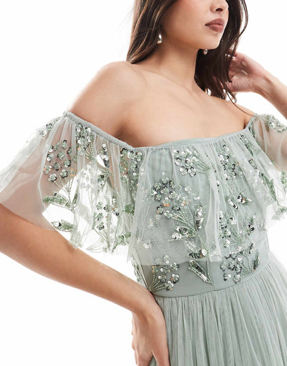 Maya Floral Embellished Bridesmaid Maxi Dress