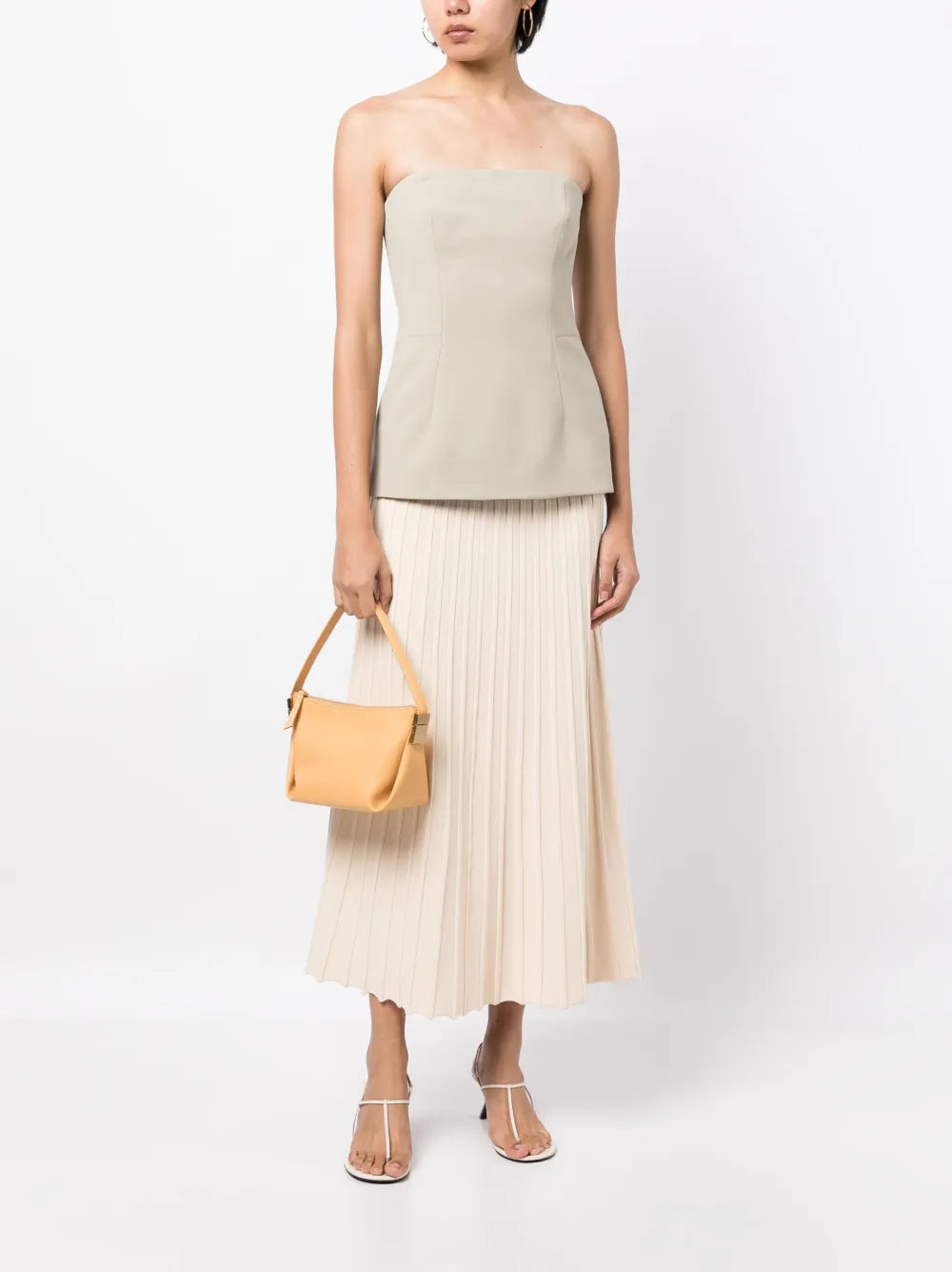 High-Waisted Pleated Midi Skirt