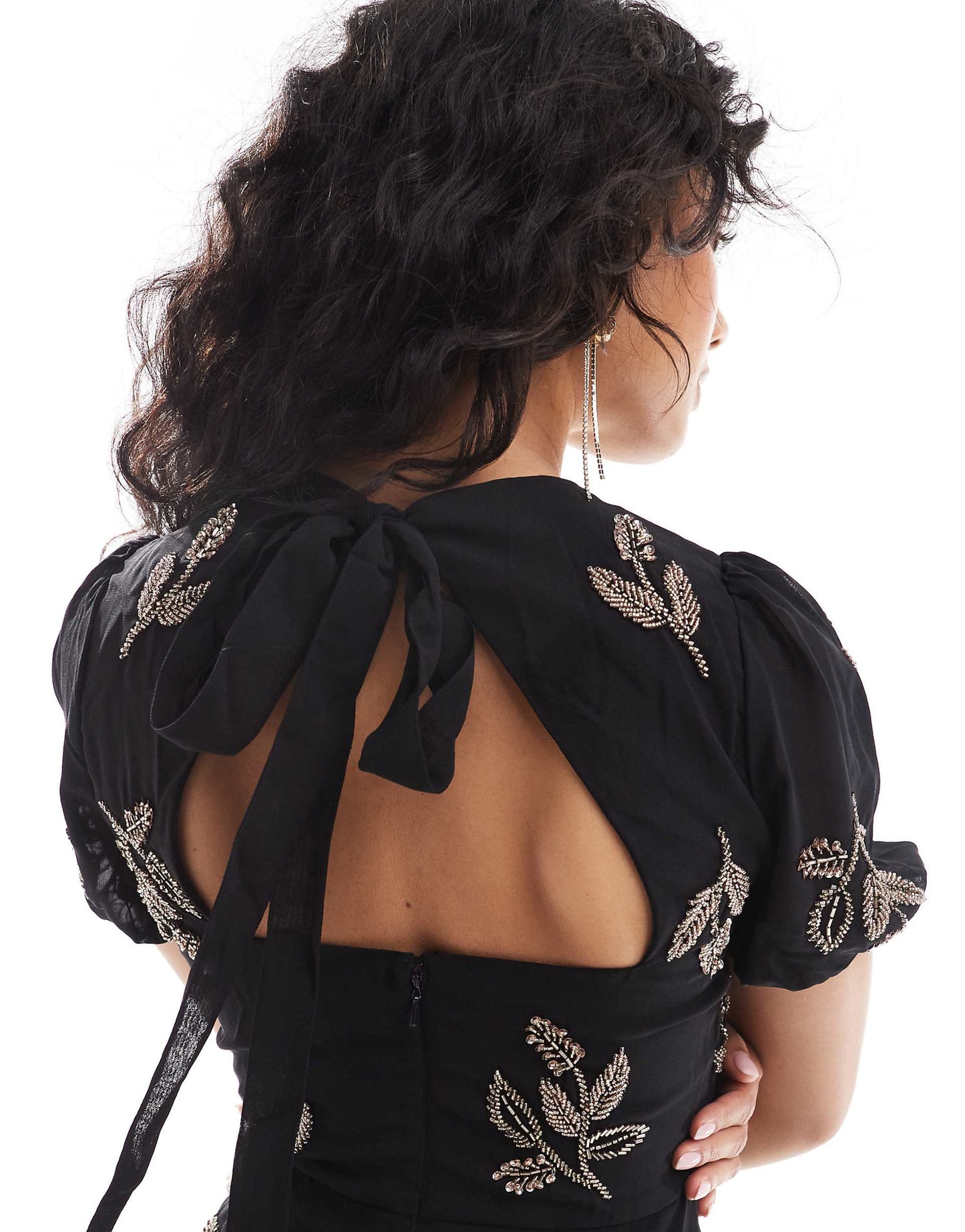 Embellished Open Back Maxi Dress