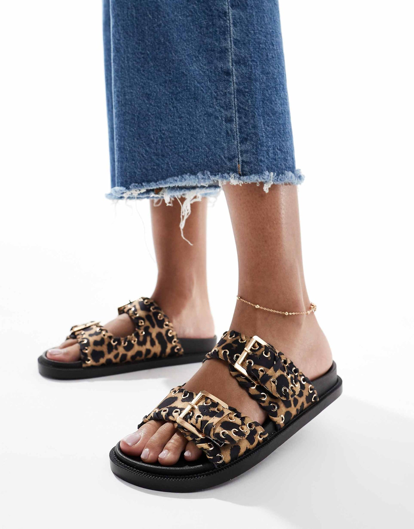 Sandals With Studded Buckle Strap