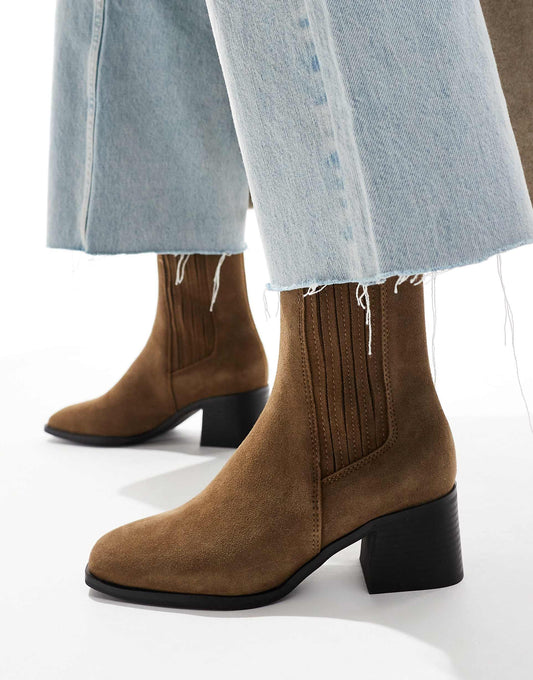 Heeled Suede Ankle Boots