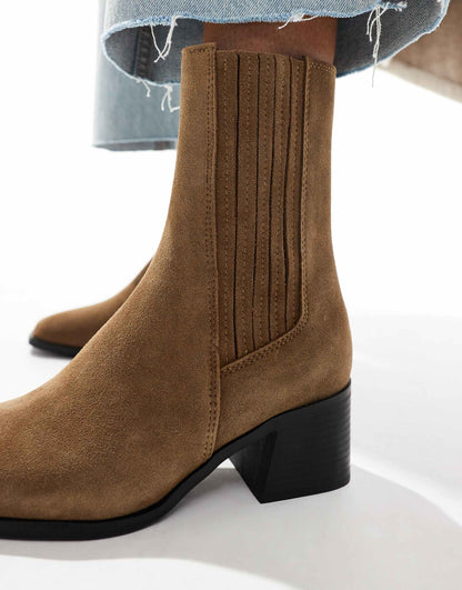 Heeled Suede Ankle Boots