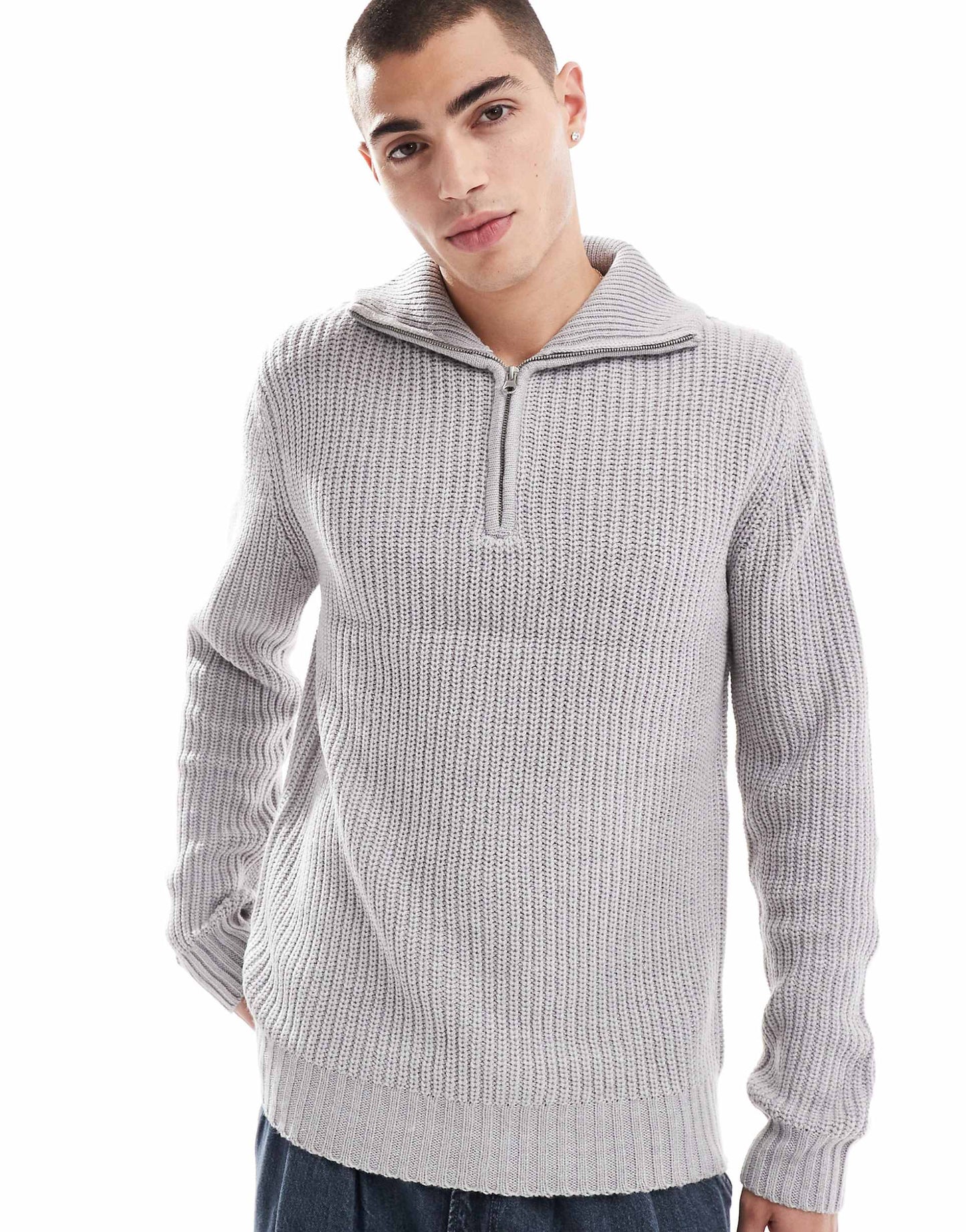 Quarter Zip Funnel Neck Jumper