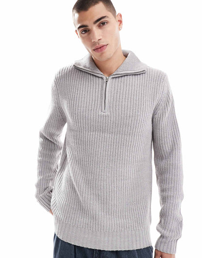 Quarter Zip Funnel Neck Jumper