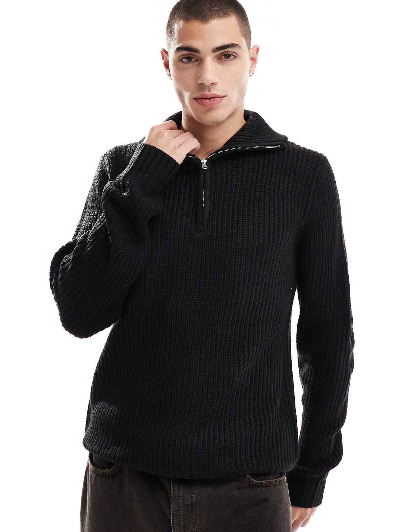 Quarter Zip Funnel Neck Jumper