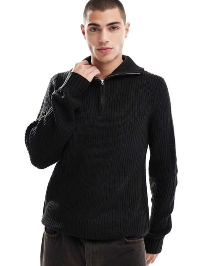 Quarter Zip Funnel Neck Jumper