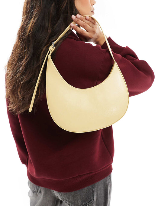 Asymmetric Scoop Shoulder Bag With Buckle Detail