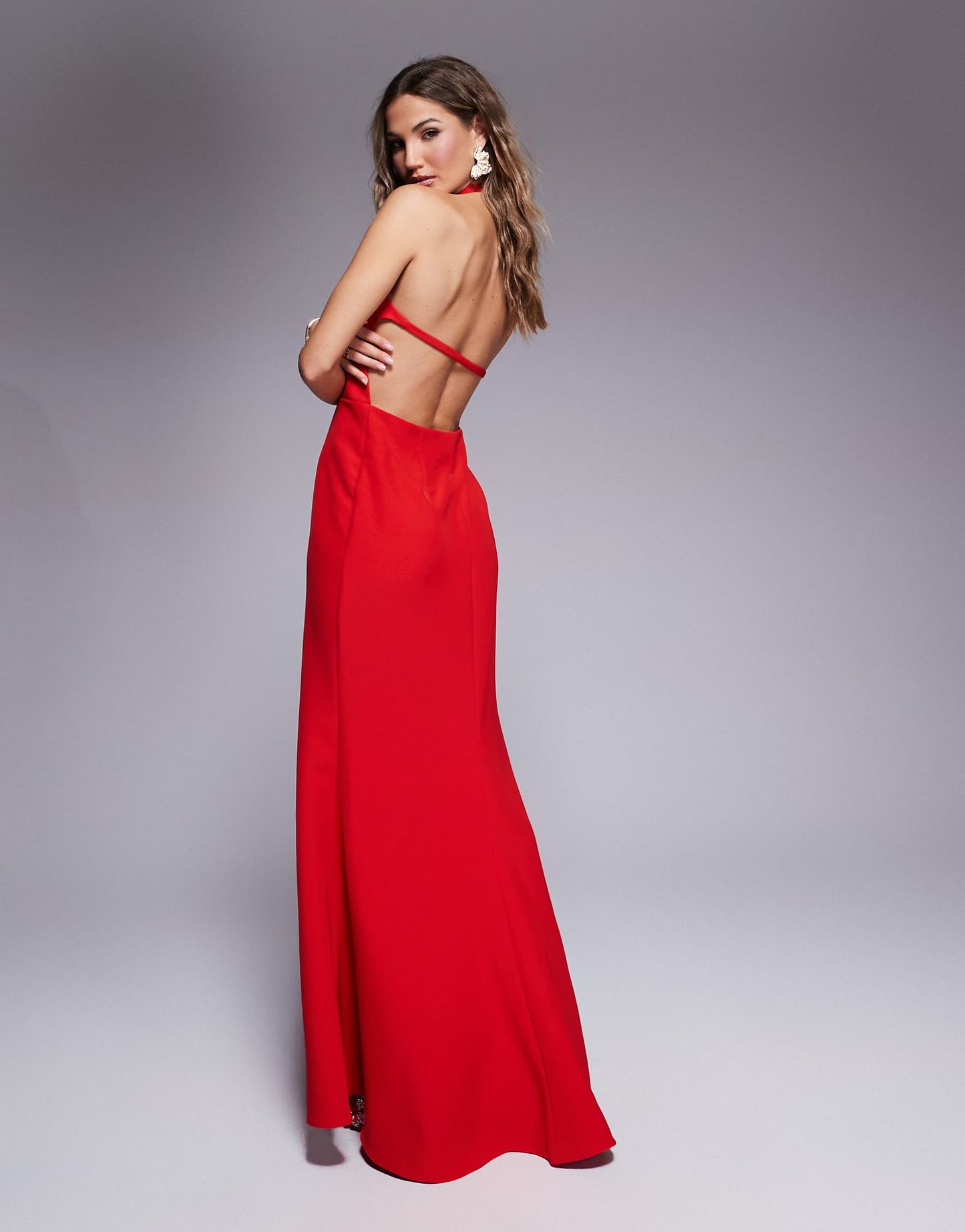 Halter Neck Fishtail Maxi Dress