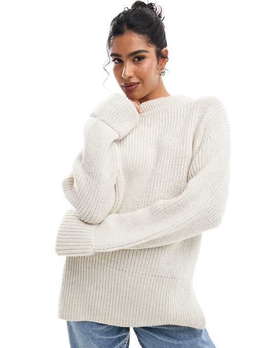 Knitted High Neck Jumper With Cuffs