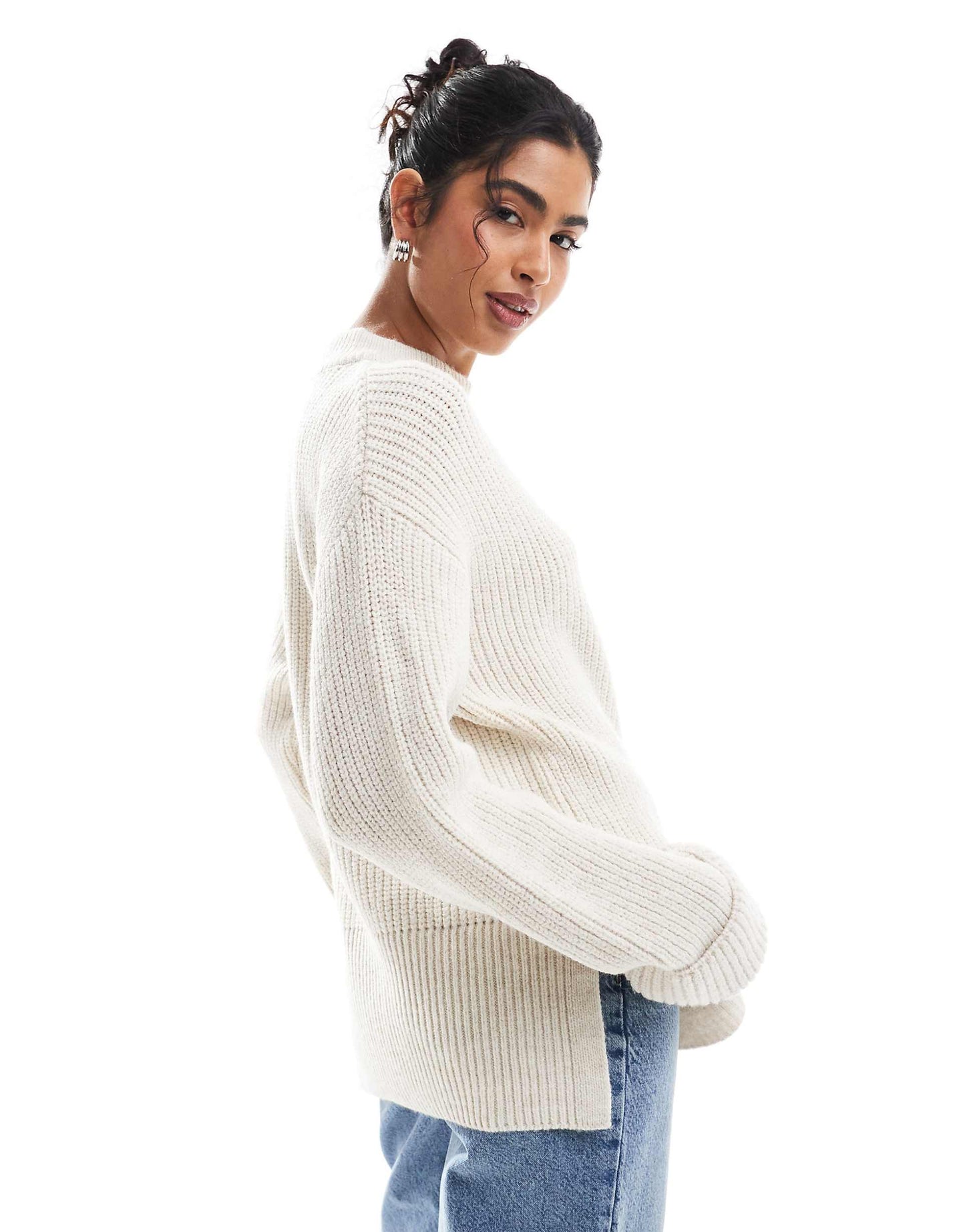 Knitted High Neck Jumper With Cuffs