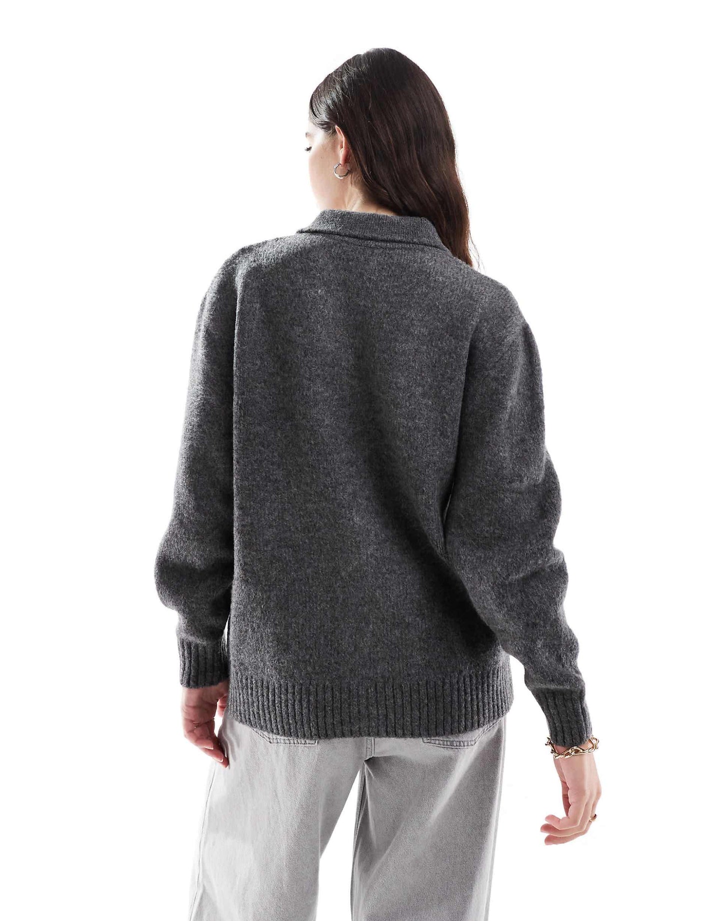 Fluffy Wool Blend Knitted Collar Cardigan