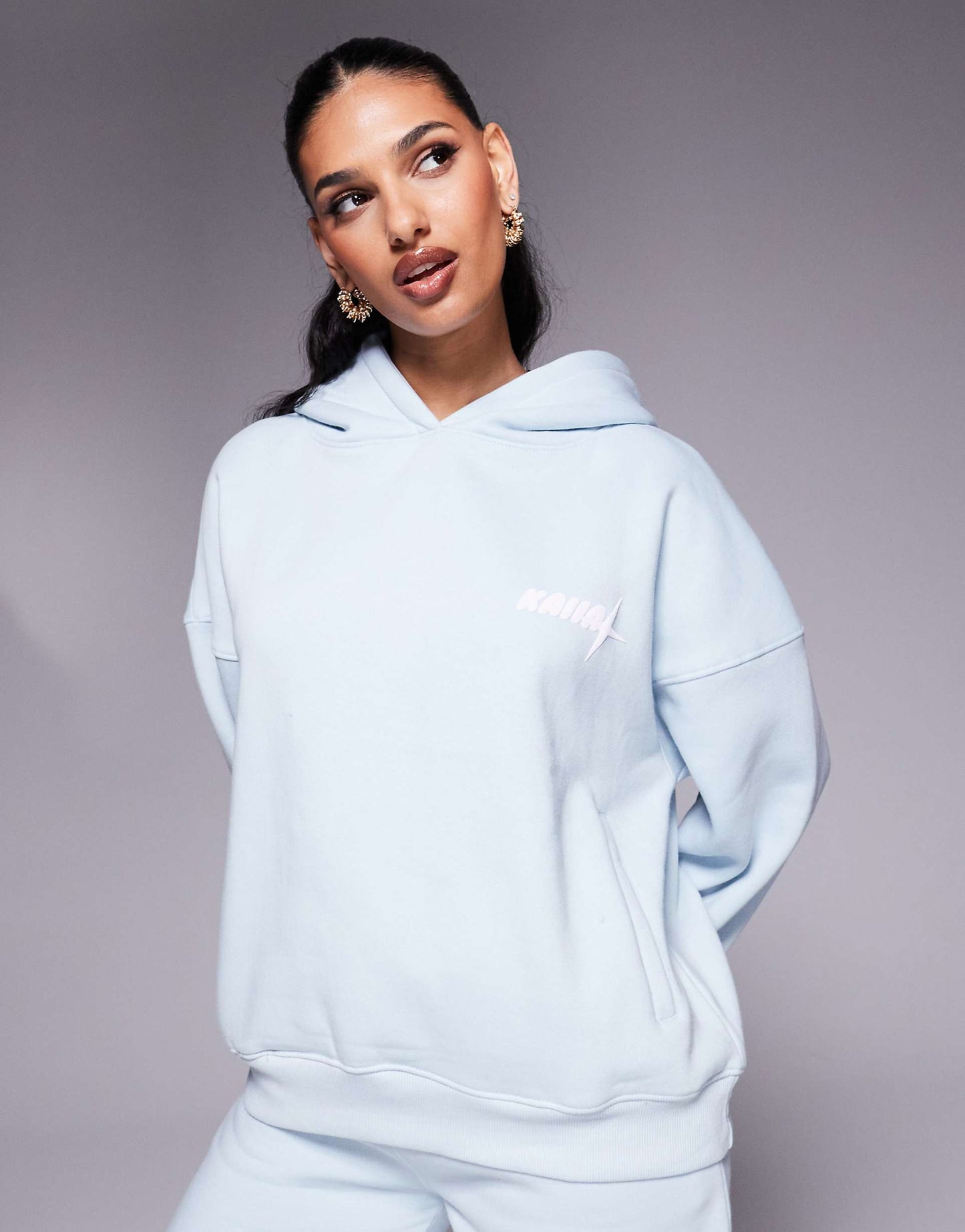 Wavy Back Print Logo Hoodie Co-Ord