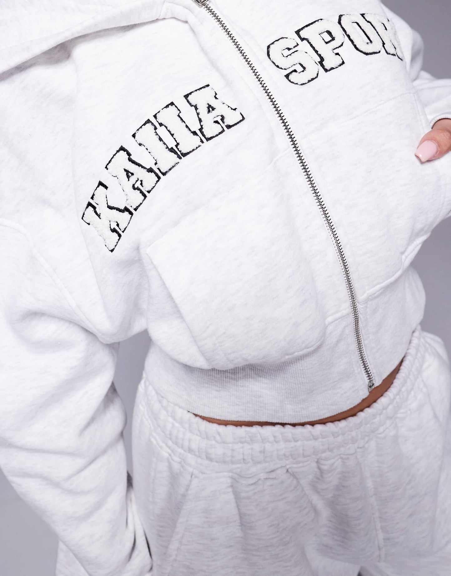 Embroidered Borg Logo Cropped Zip Through Hoodie Co-Ord