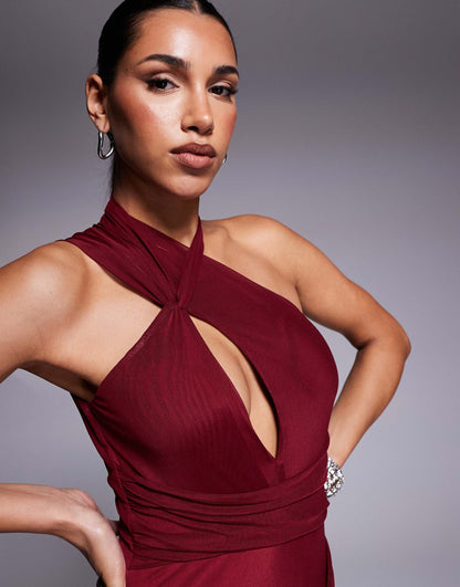 Halter Cross Front Maxi Dress