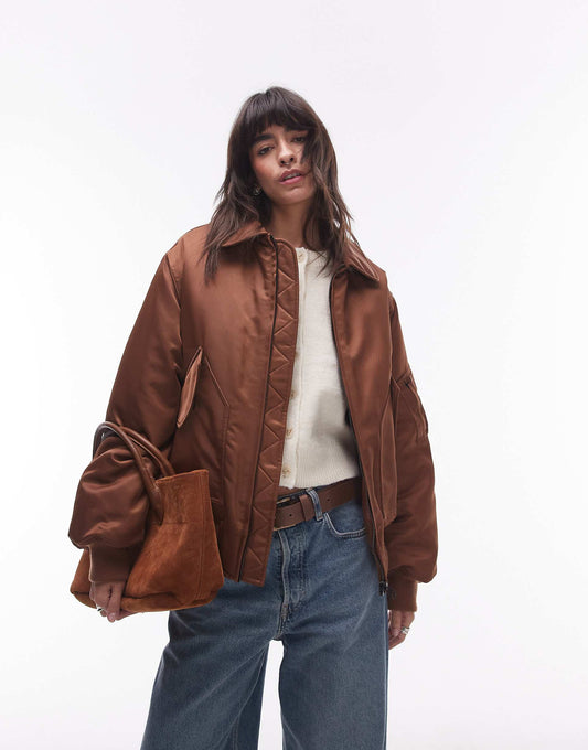Twill Nylon Bomber Jacket