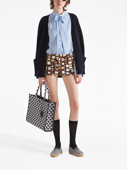 Jacquard Crepe-De-Chine Blouse