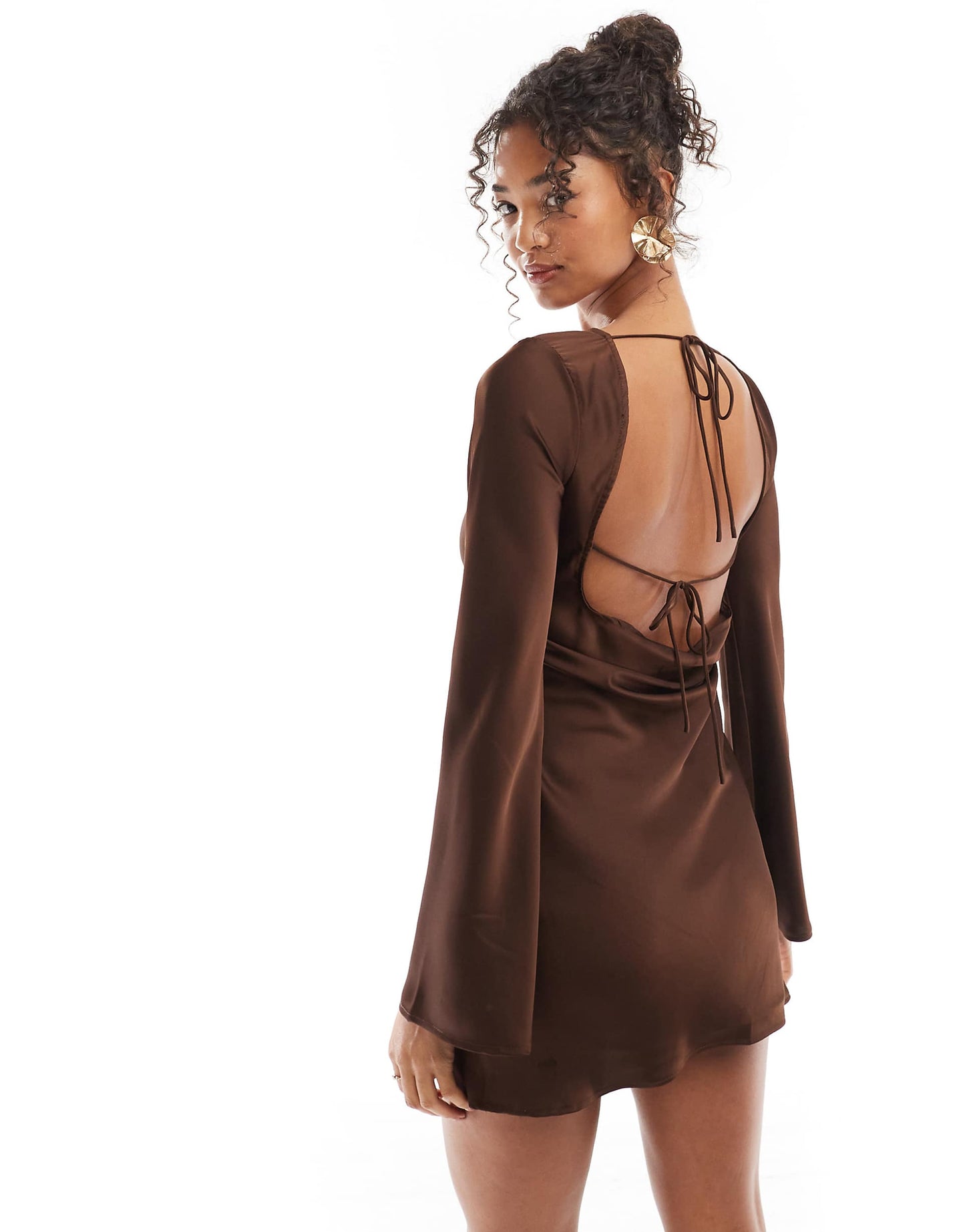 Tie Back Satin Mini Dress