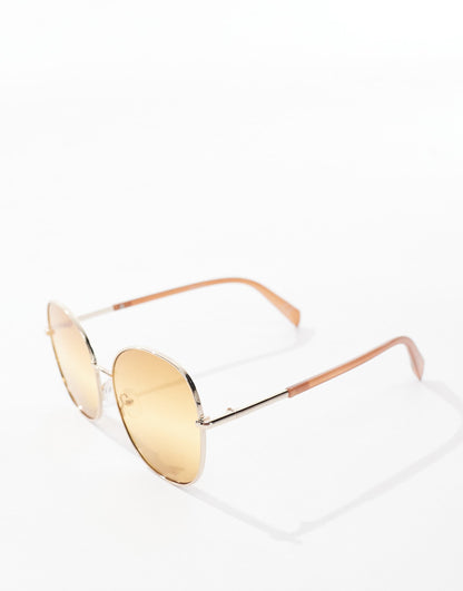 Oversized Round 70S Sunglasses With Yellow Fade Lens