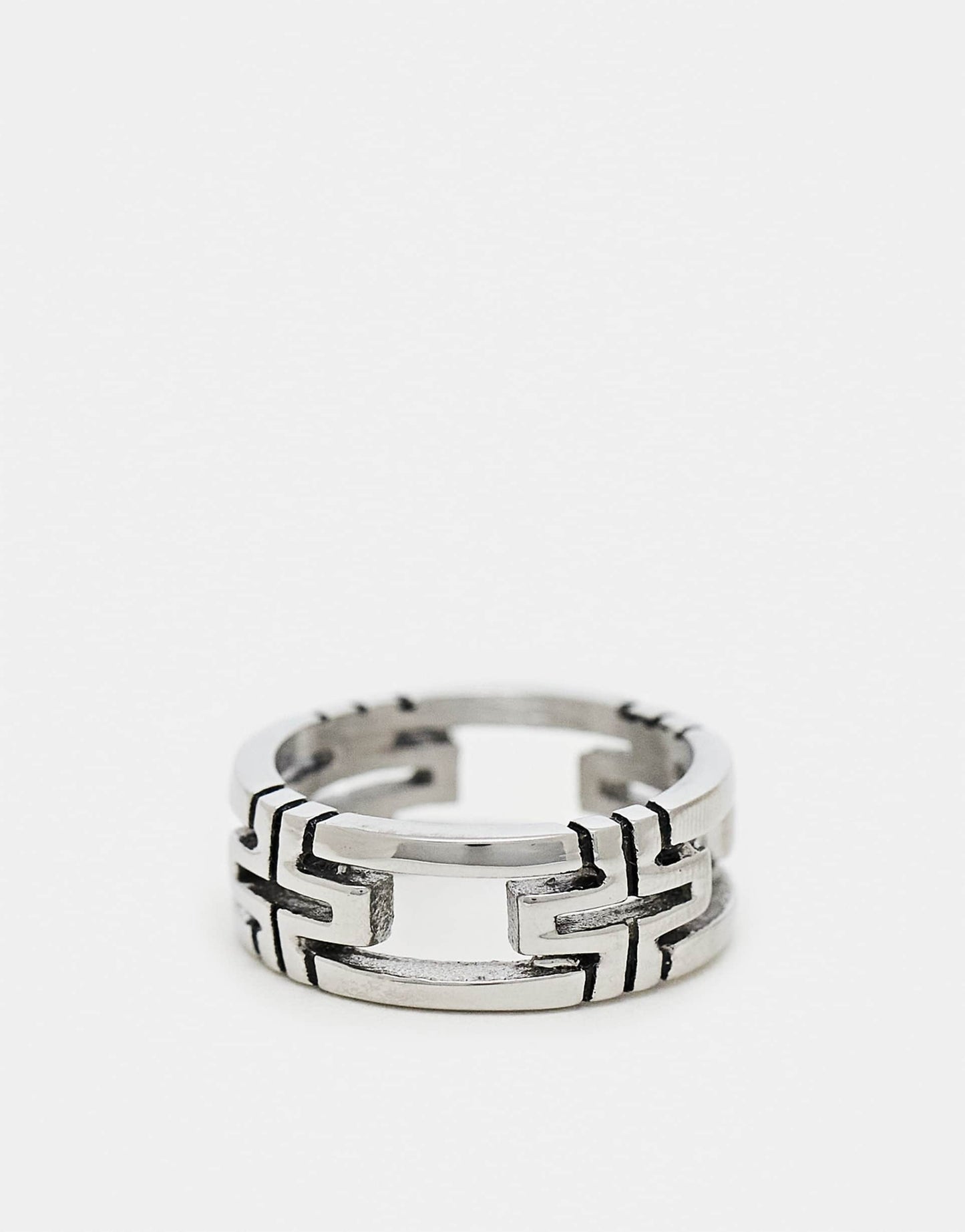 Waterproof Stainless Steel Band Ring With Cut Out Cross Detail