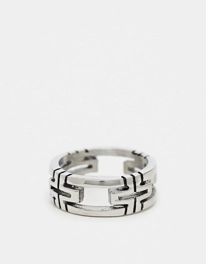 Waterproof Stainless Steel Band Ring With Cut Out Cross Detail