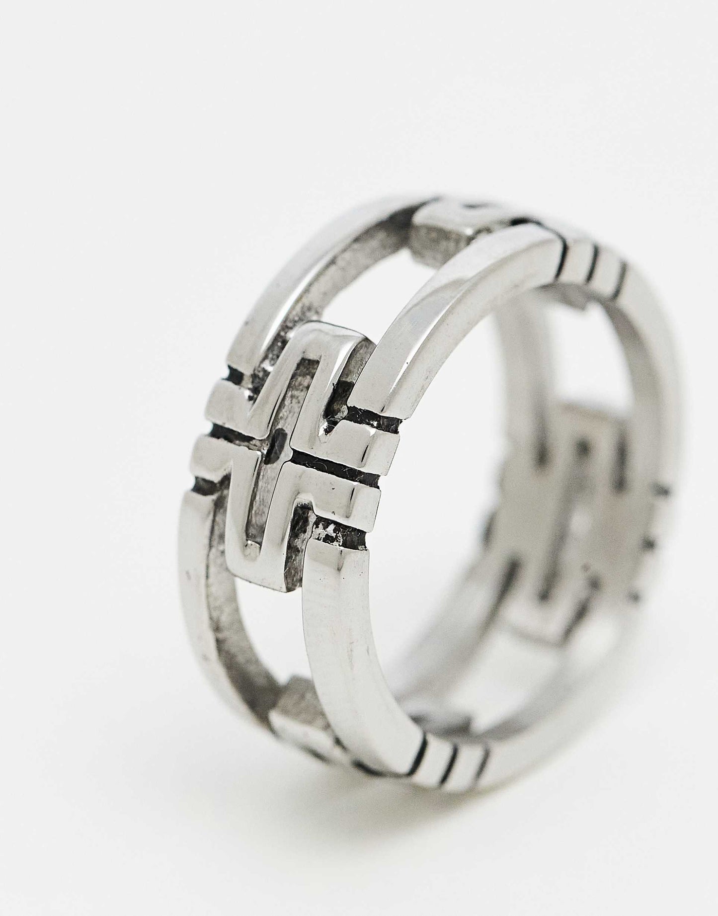 Waterproof Stainless Steel Band Ring With Cut Out Cross Detail