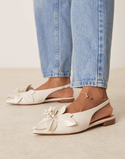 Livia Point-Toe Flower Slingback Ballets