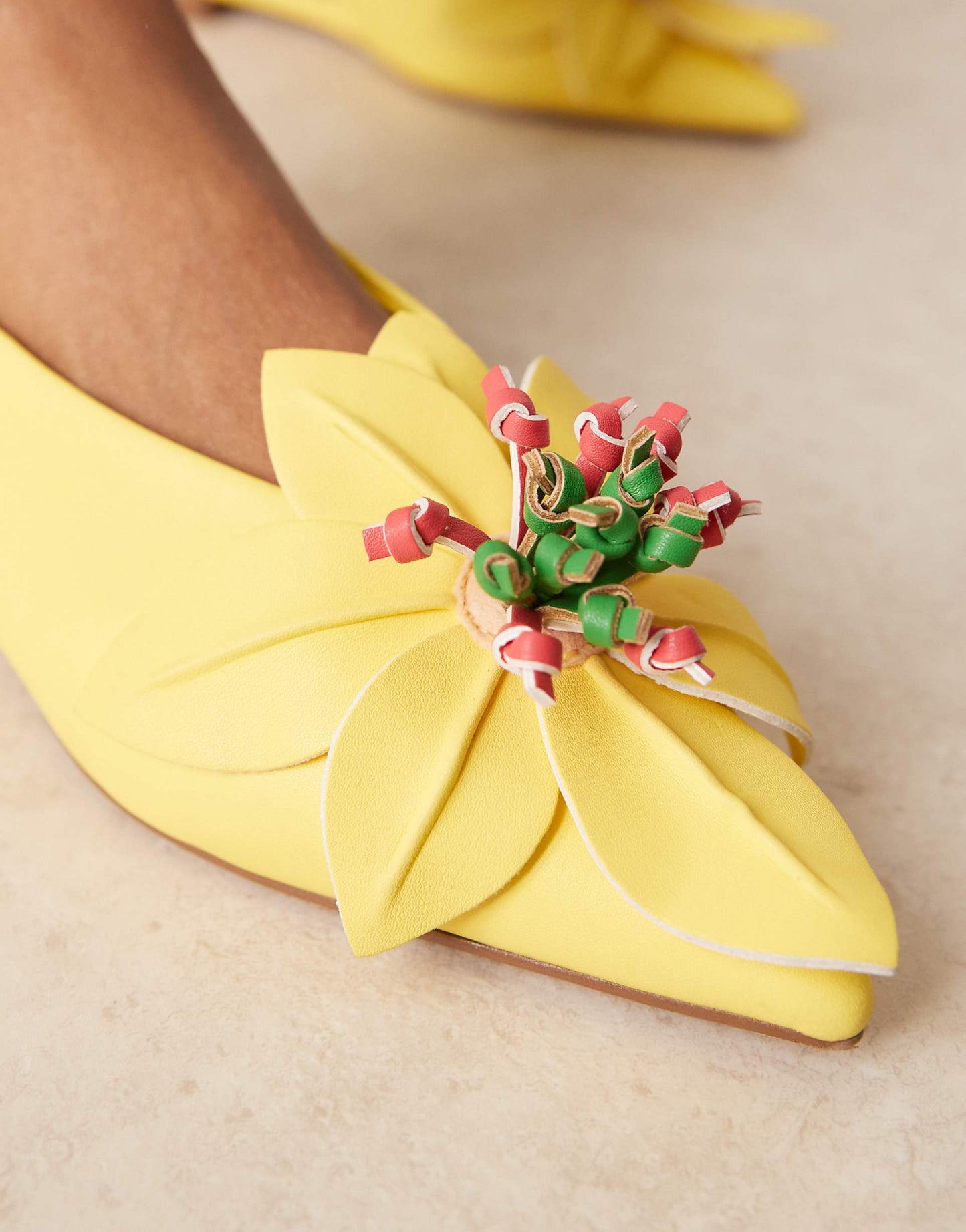 Livia Point-Toe Flower Slingback Ballets