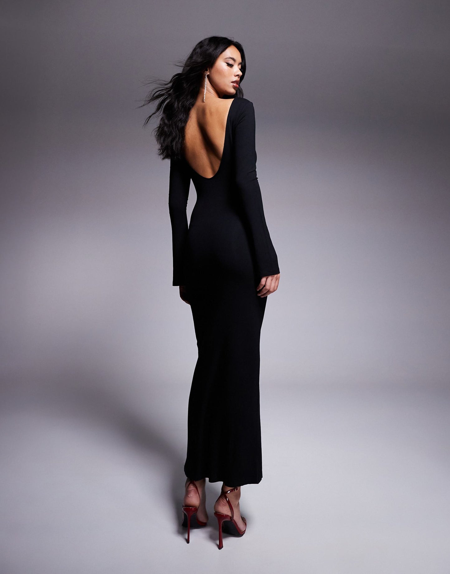 Low Back Maxi Dress With Angel Sleeves