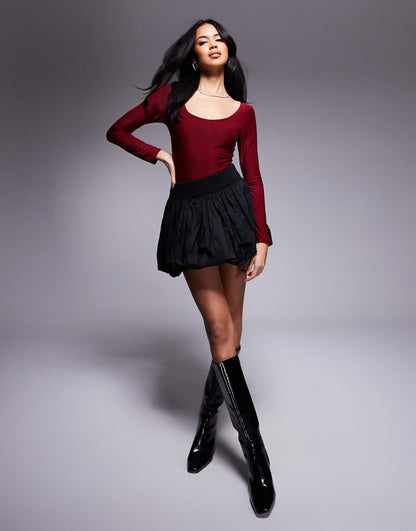 Exclusive Sculpted Slinky Scoop Neck Long Sleeve Body