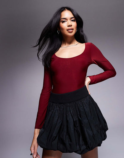 Exclusive Sculpted Slinky Scoop Neck Long Sleeve Body