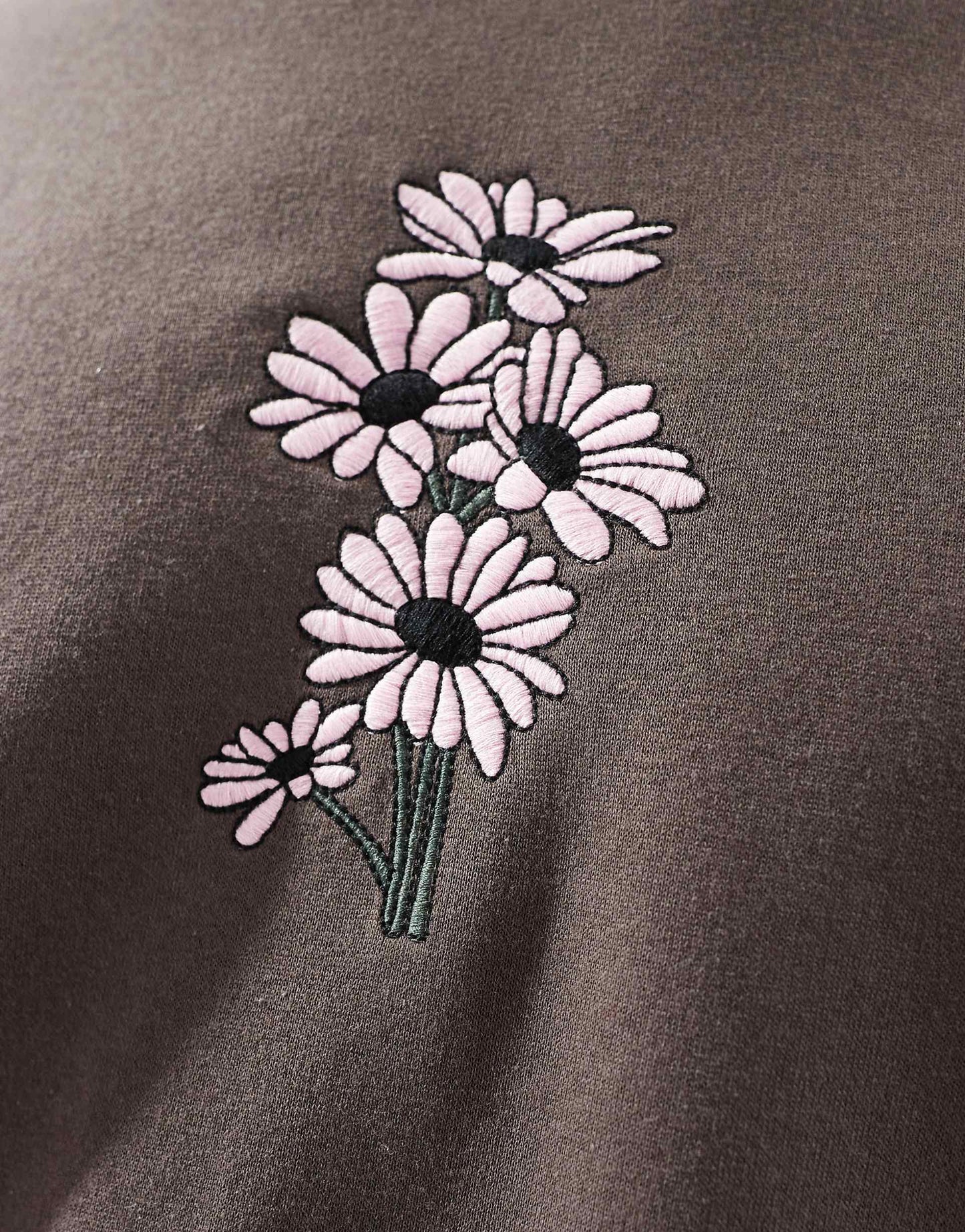 Oversized Sweat With Daisy Embroidery