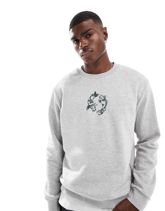 Oversized Sweat With Carp Embroidery