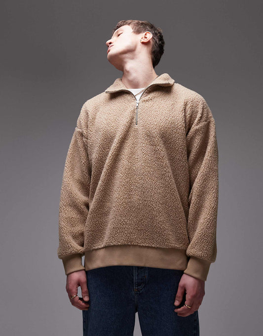 1/4 Zip Borg Sweatshirt