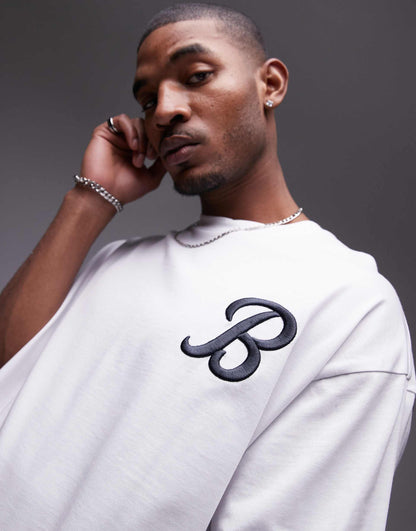 Heavyweight Extreme Oversized Fit T-Shirt With Front And Back Brooklyn Embroidery