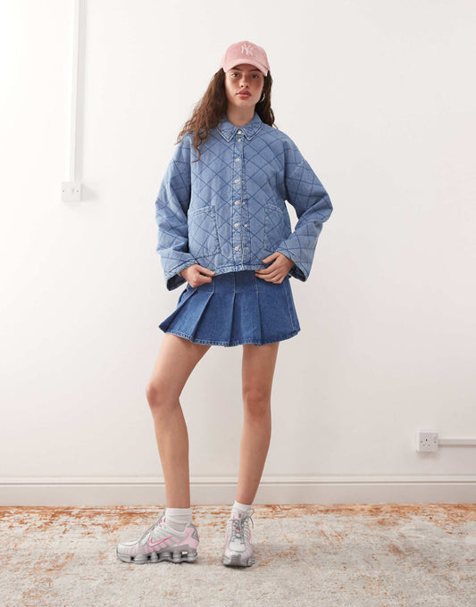 Quilted Diamond Denim Jacket