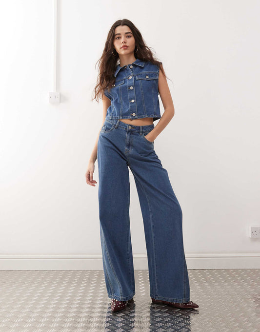 Robie High Waisted Baggy Jean Co-Ord With Flare Insert