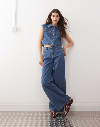 Sleeveless Denim Shirt Co-Ord