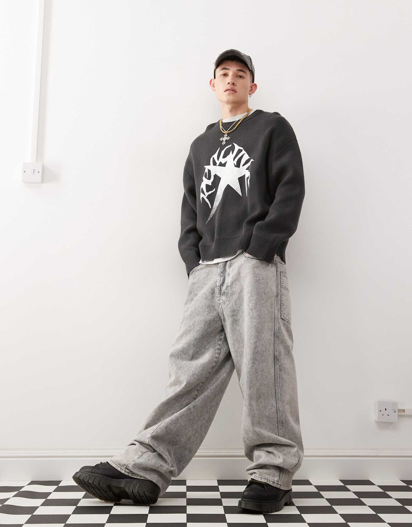 Cypher Oversized Jumper With Star Jacquard Graphic