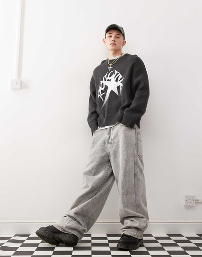 Cypher Oversized Jumper With Star Jacquard Graphic