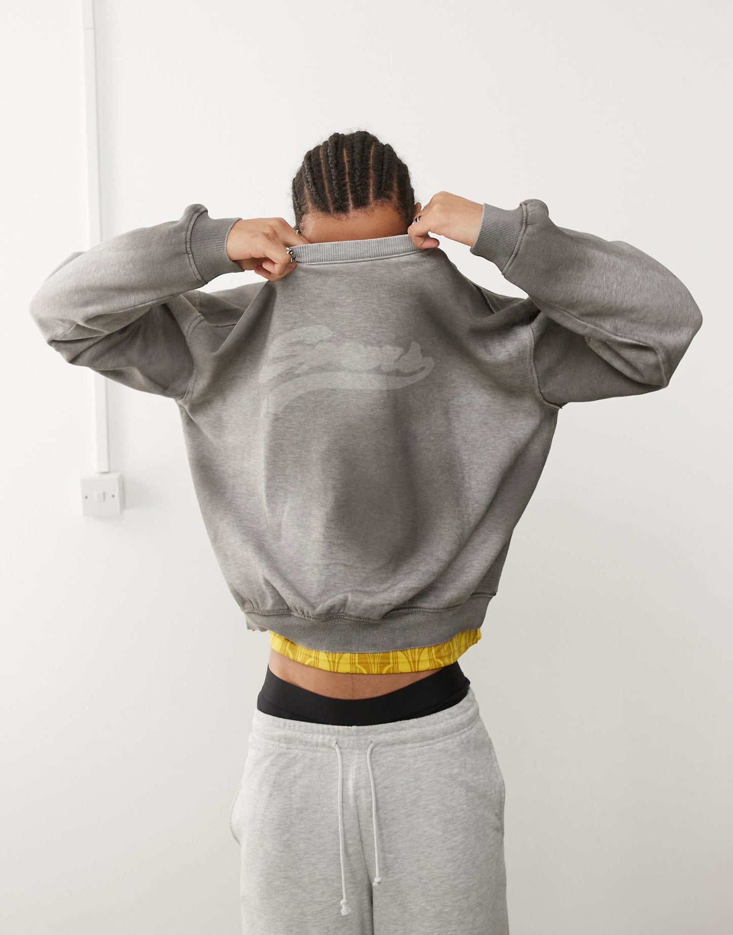 Liam Oversized Sweatshirt With Faded Graphic Print And Frayed Seam Details
