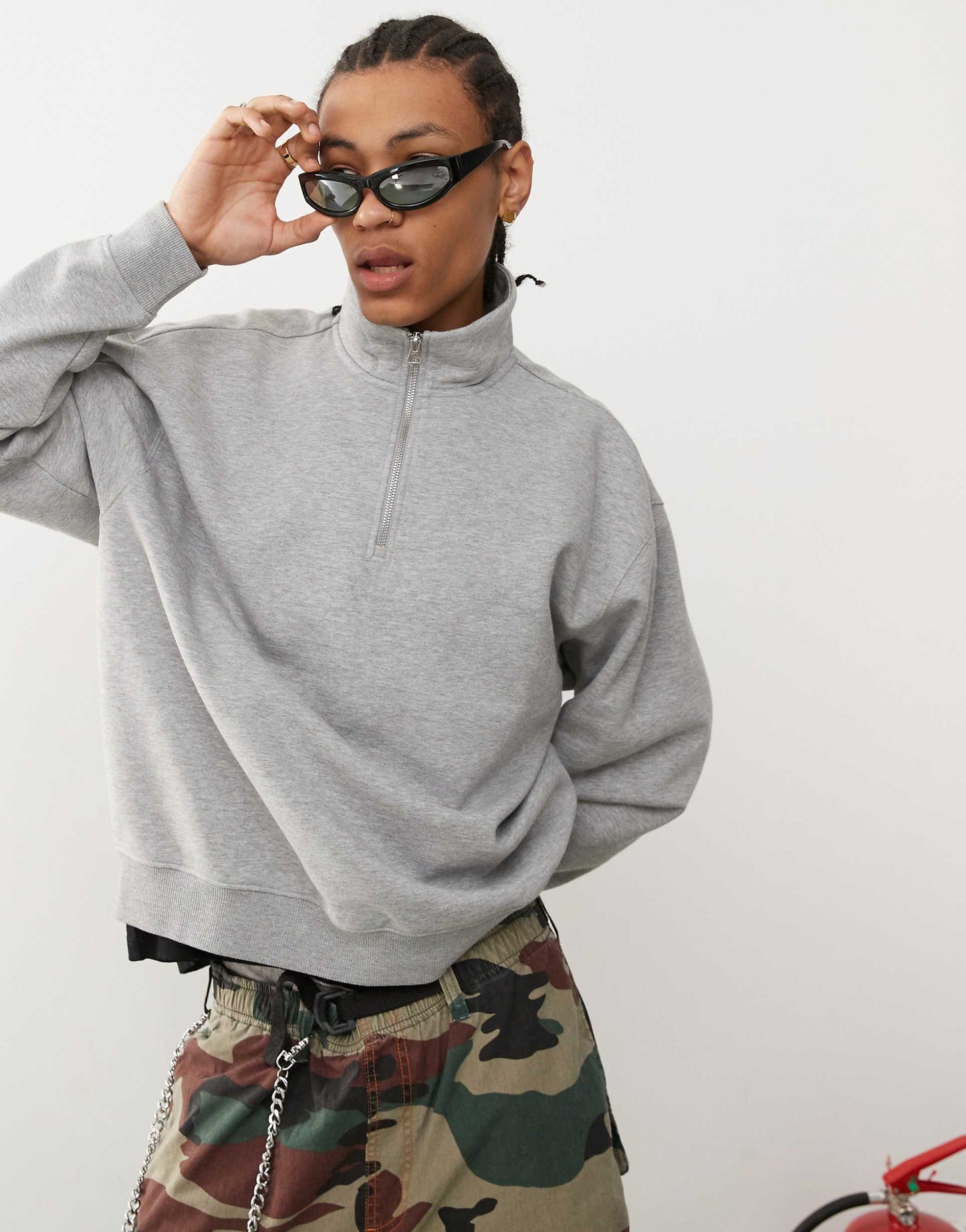 Oversized Heavyweight Jersey Half Zip Sweatshirt