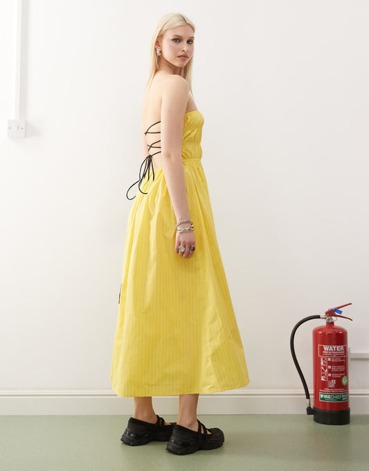 Ruched Top Thin Strap Midi Dress